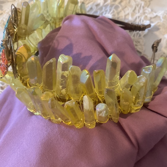 Stunning Mabon May Queen crystal crown with aurora aura flash Beltane - Picture 4 of 8